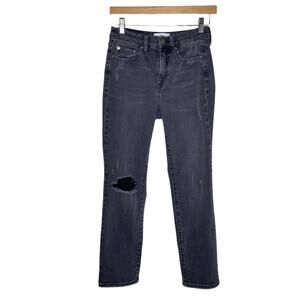 Pistola Monroe Cropped Cigarette Jeans Washed Black Distressed Denim Women’s 26